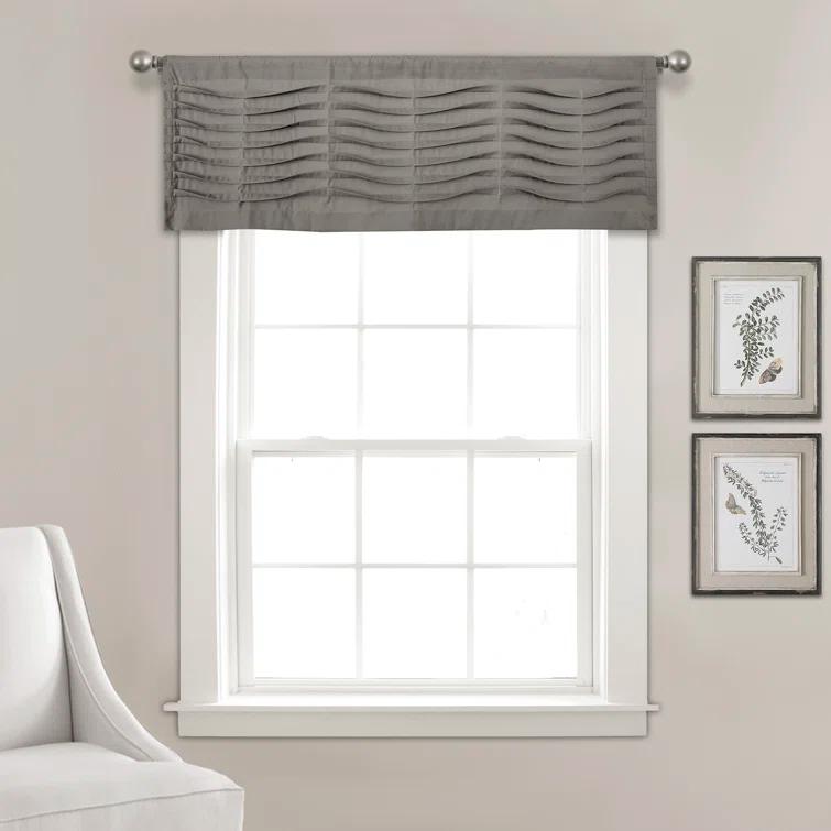 Lush Decor Tailored 52'' W Window Valance Blue,Cream,Dark Gray,Light Gray,White