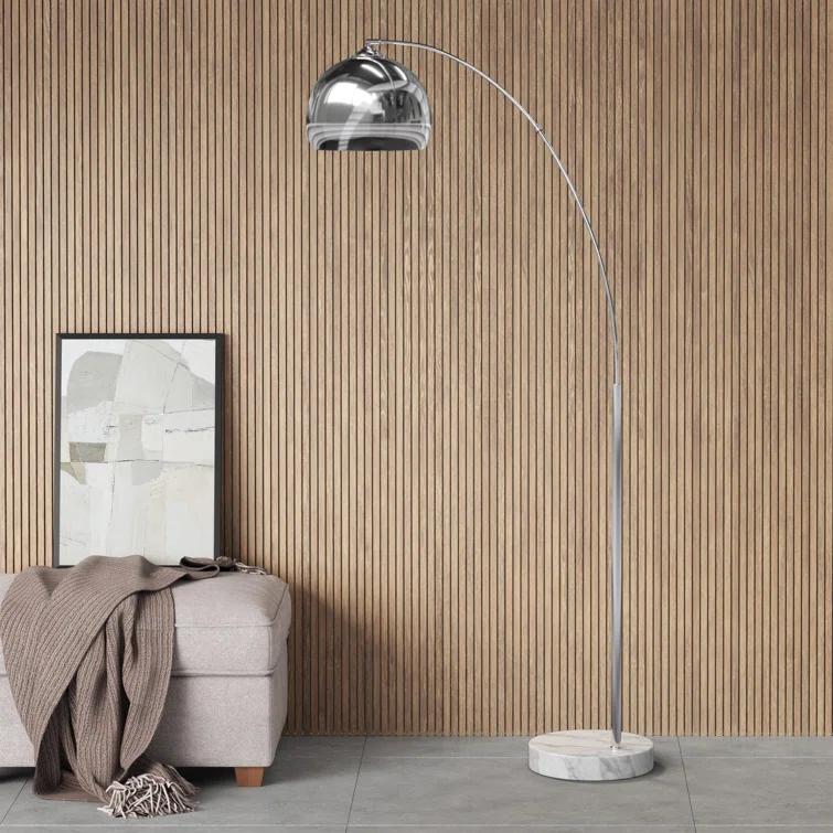 Wrought Studio™ Perlis 66.93" Arc Floor Lamp with Solid Marble Base