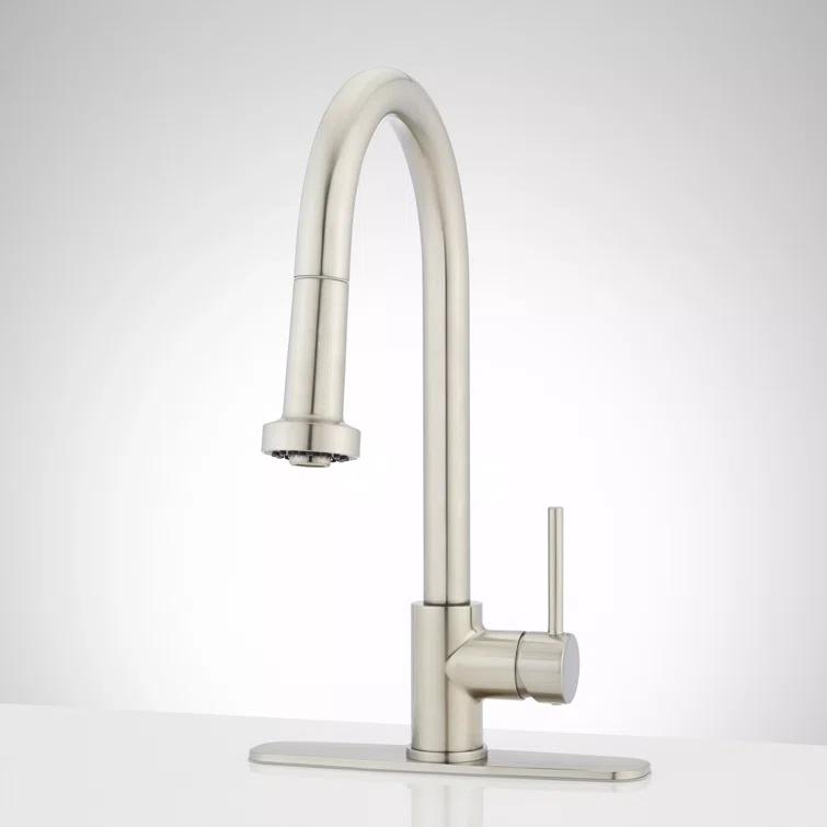 Signature Hardware Ridgeway Single Hole Pull Down Touchless Kitchen Faucet with Deck Plate 482397