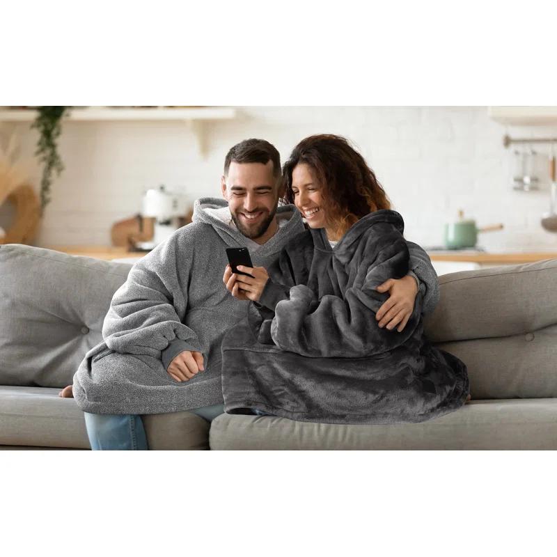 Catalonia Oversized Hoodie Blanket Sweatshirt, Warm Sherpa Giant Pullover with Front Pocket for Men Women