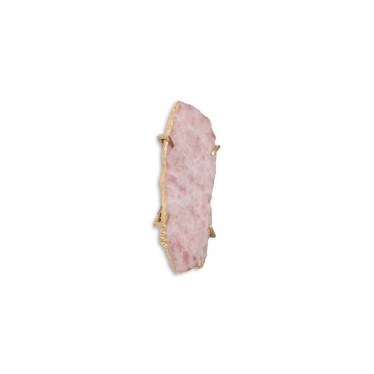 Rose Quartz Gem Wall Tile with Brass Setting