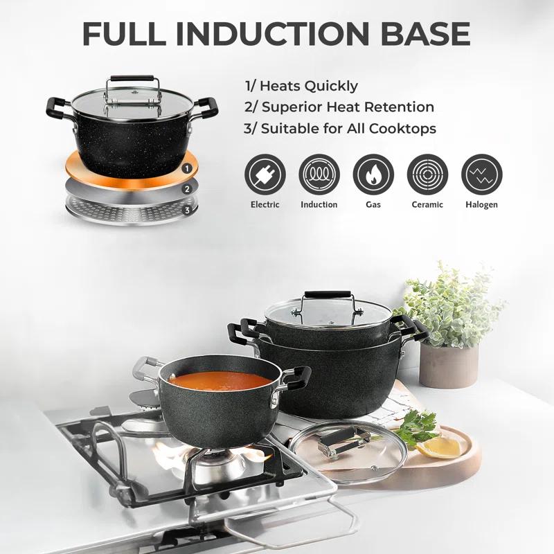 Granitestone Granitestone 6 Piece Stackable Nonstick Nesting Pots with Lids, Dishwasher Safe