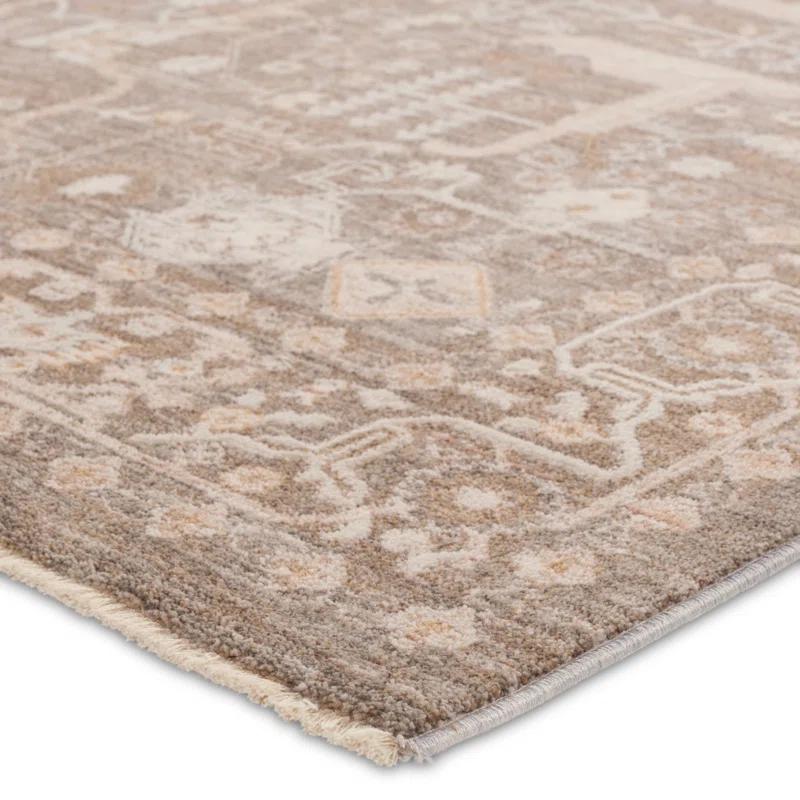 Kerin Oriental Machine Woven Polyester/Polypropylene Area Rug in Taupe/Cream