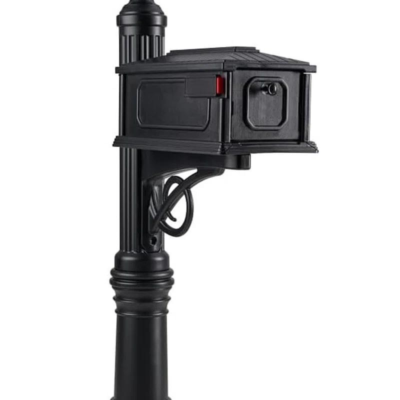 Architectural Mailboxes Stratford All-in-One, Medium, Plastic, Mailbox & Post Combo, Black