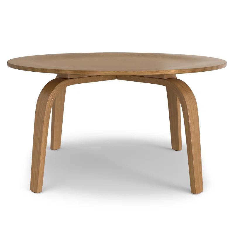 Simpli Home Payton 34"W Solid Wood Contemporary Round Coffee Table with Wide, Slightly Raised Edge