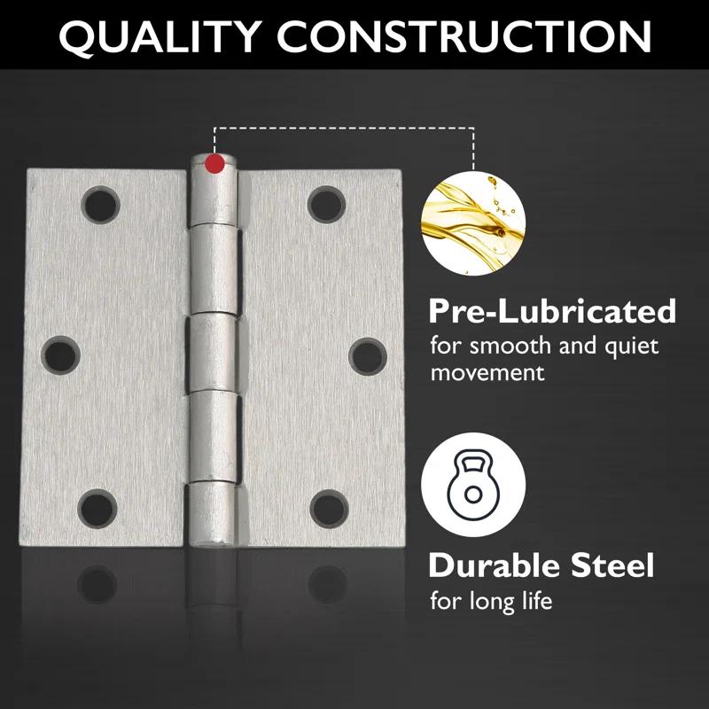 Design House 3.5" H x 3.5" W Butt Bearing Door Hinges (Set of 3)