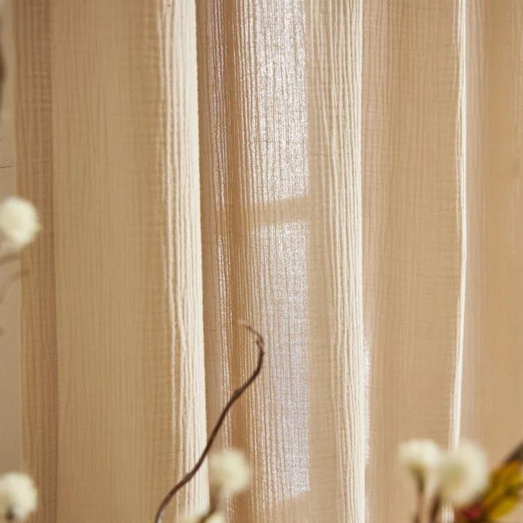 DKNY Pure DKNY Pure Cotton Gauze Tietab Offwhite Curtain Panel Pair (Set of 2)