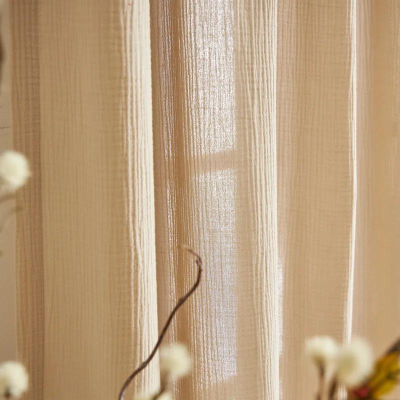 DKNY Pure DKNY Pure Cotton Gauze Tietab Offwhite Curtain Panel Pair (Set of 2)