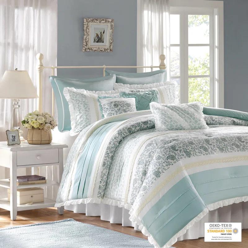 Madison Park Dawn 9 Piece Cotton Percale Comforter Set