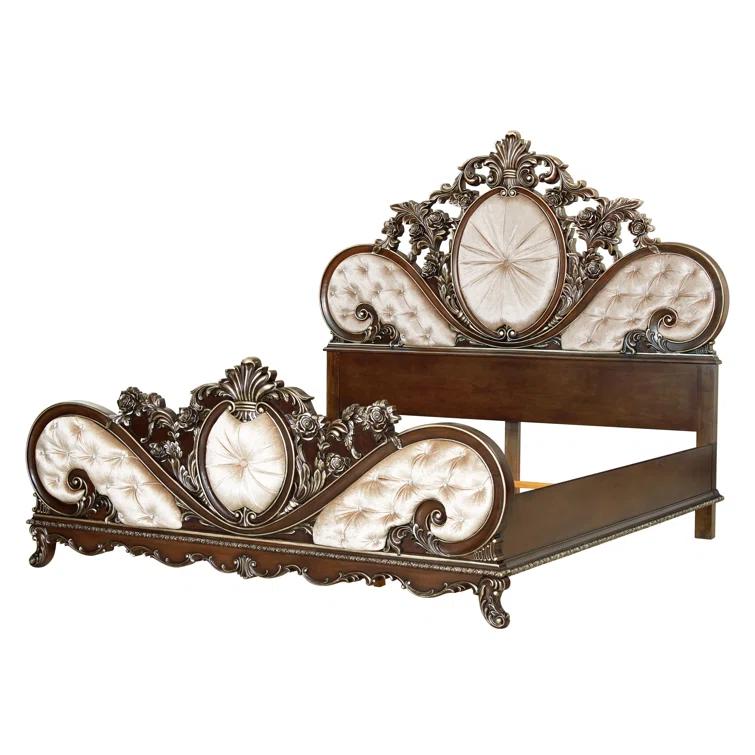 ACME Furniture Devany Upholstered Bed in Cream and Cherry