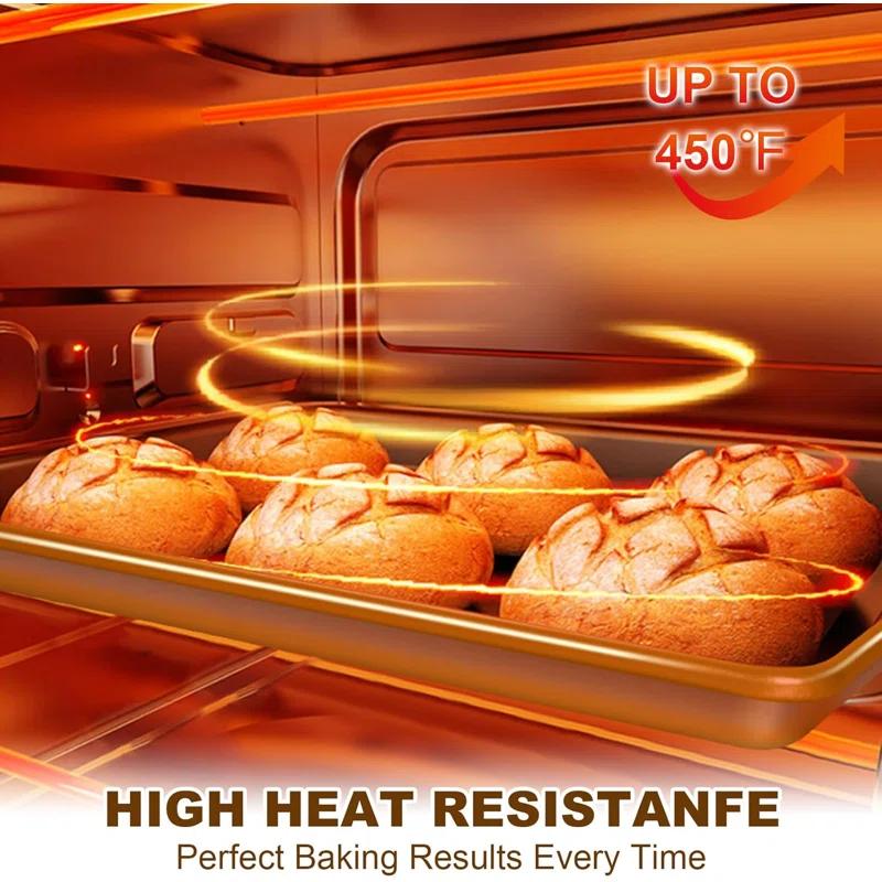 Anadea Baking Sheet Pan Set Of 3, Commercial Cookie Sheets For Baking, Nonstick Half/Quarter/Jelly Roll Pans Replacement Toaster Oven Tray, Heavy Duty & Easy Clean