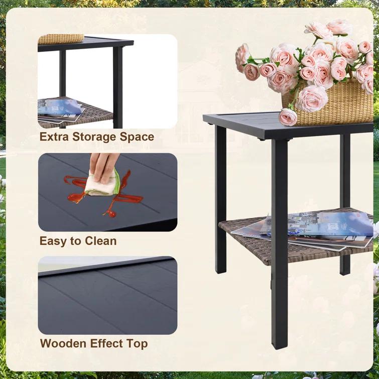 EAGLE PEAK 2 - Person Outdoor Seating Group Outdoor Rocking Seating Group with Cushions, 3-Piece Outdoor Rocking Chairs Set With Table