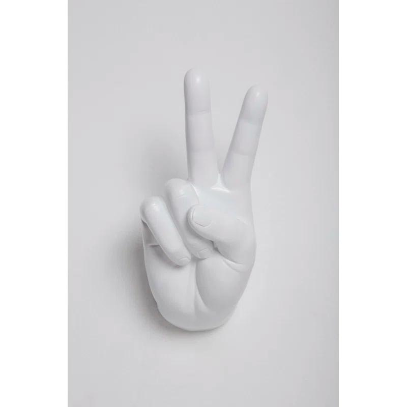 Wrought Studio™ Serap White Peace Hand Wall Mount - 8.5" tall