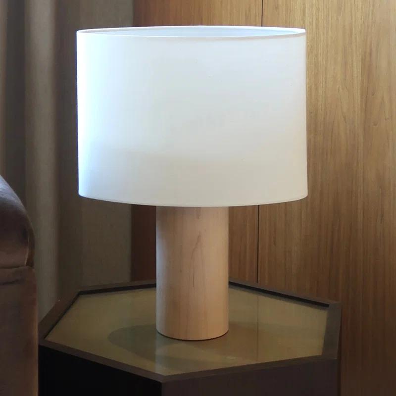 Mia 15.75" Midcentury LED Table Lamp With Natural Maple Wood Base