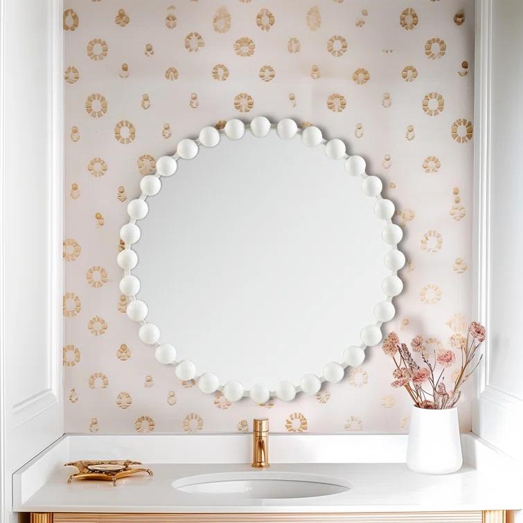 Marlowe Beaded Round Metal Wall Mirror