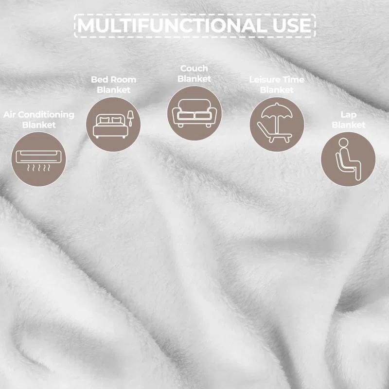 Superior Superior Polka Dots or Solid Fleece Plush Blanket Medium Weight Fluffy Soft Decorative Bedding