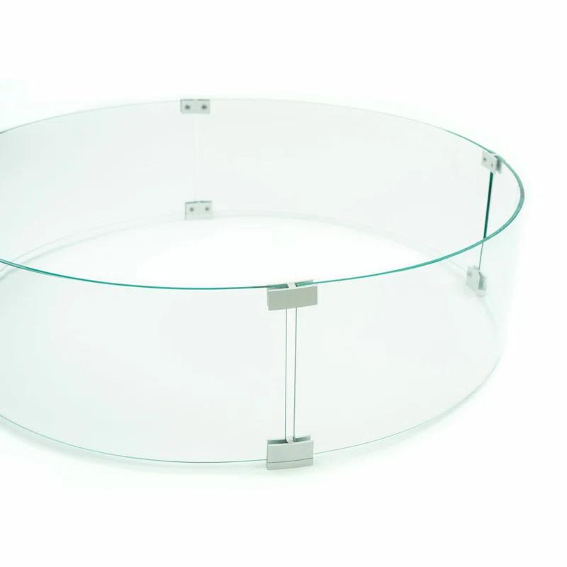 AMS Fireplace AMS Fire Pit Table Round Glass Wind Guard - Fire Flame Guard