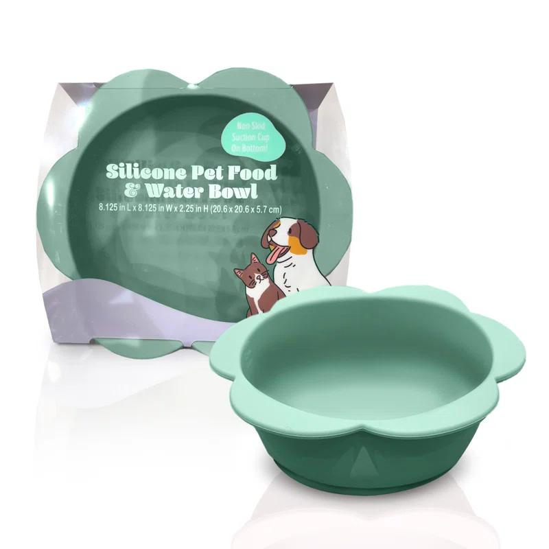 Precious Tails P.t. Supply Co. Small Flower-shaped Silicone Pet Bowl With Non-slip Suction Base