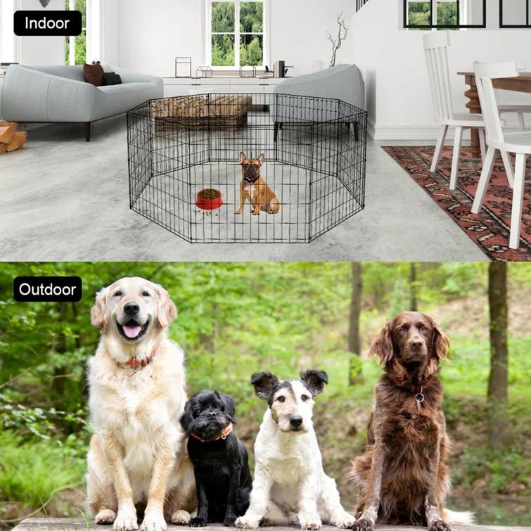 BestPet Puppy Pet Playpen 8 Panel Indoor Outdoor Metal Protable Folding Animal Exercise Dog Fence