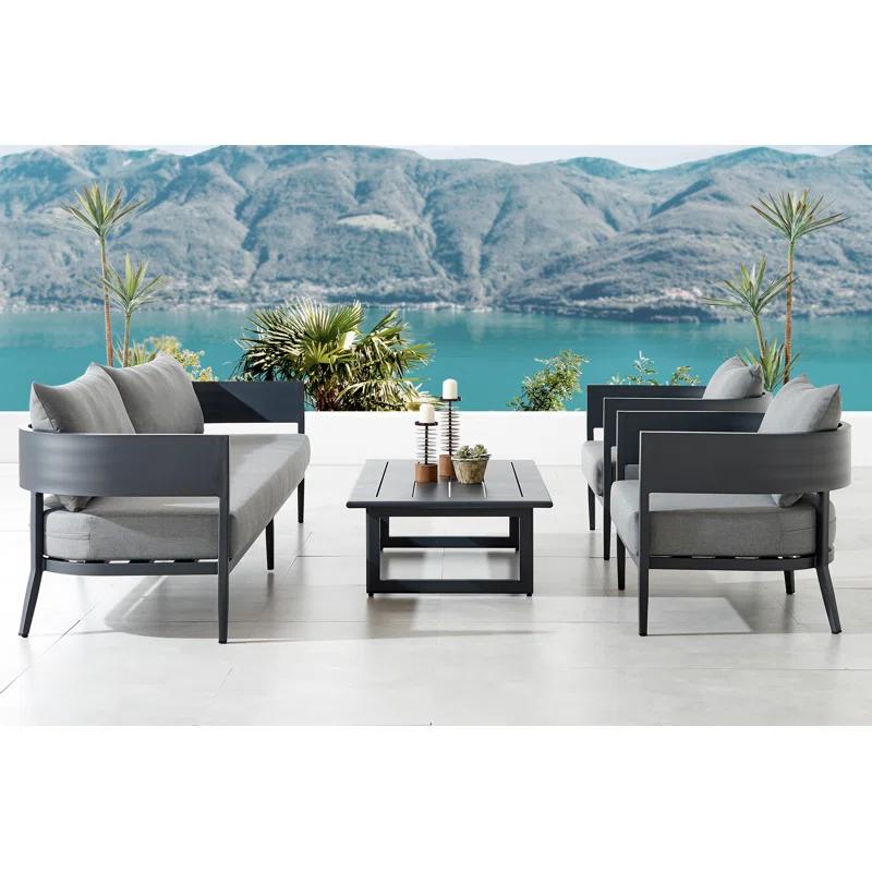 Armen Living Menorca Aluminum Outdoor Coffee Table In Dark Gray