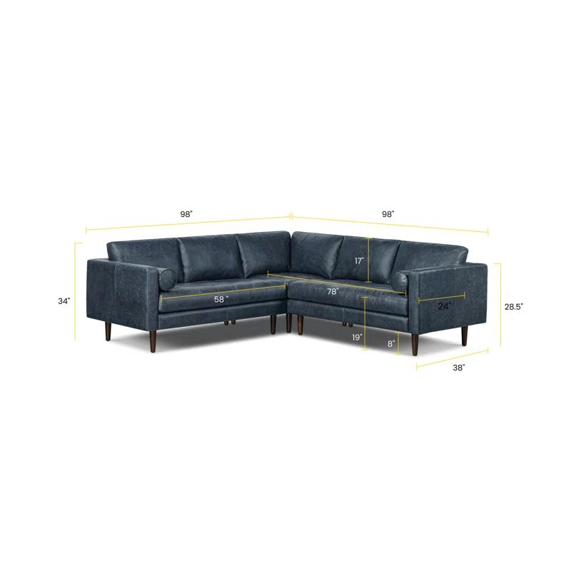 Poly & Bark Napa Corner Sectional in Full-Grain Genuine Italian Leather