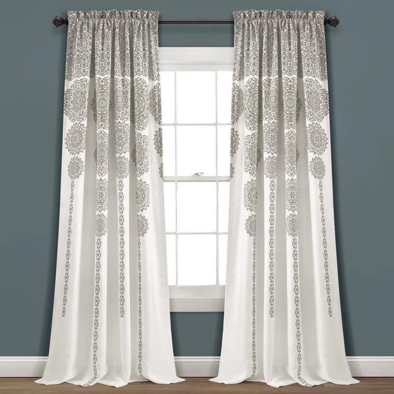 Lush Decor Stripe Medallion Polyester Room Darkening Curtain Pair (Set of 2)