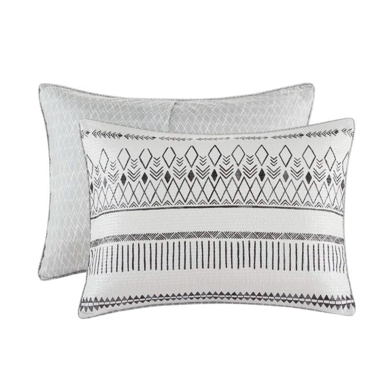 Madison Park Fraser 5 Piece Printed Seersucker Comforter Set with Throw Pillows