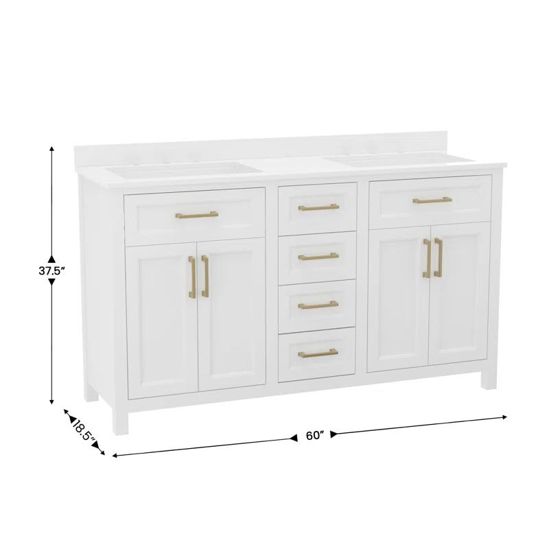 Flash Furniture Bathroom Vanity With 2 Sinks, 2 Storage Cabinets, And 6 Drawers & Reviews | Wayfair