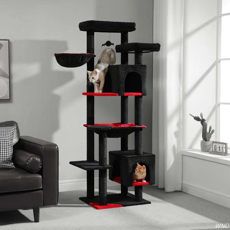 Latitude Run® 69" Tall Cat Tree Tower For Indoor Large Cats With Super Large Hammock, Scratching Posts, Condo House And Large Top Perch,Cat Bed,Cat House