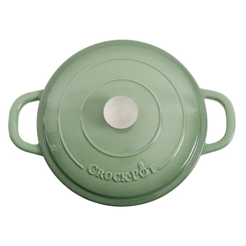Crock-pot Crock Pot Artisan 5 Quart Round Enameled Cast Iron Braiser Pan With Self Basting Lid In Pistachio Green | Wayfair