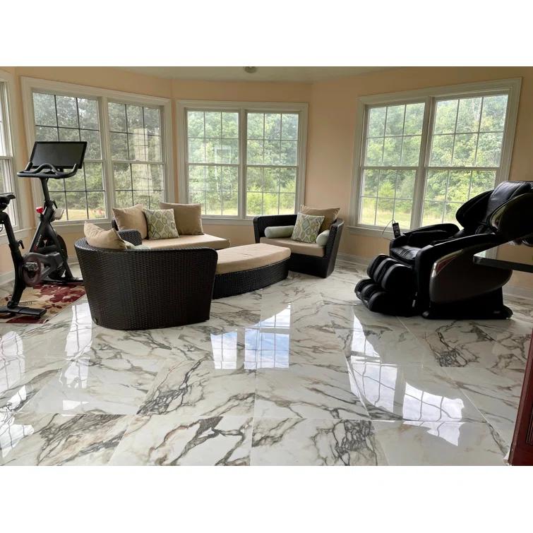 24" x 24" Polished Marble Look Porcelain Floor and Wall Tile (15.5 Sq. Ft. / Case)