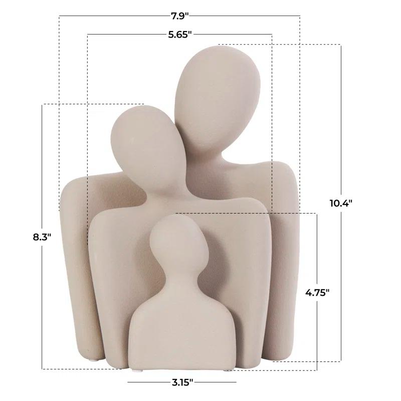Brayden Studio® Buncie Ceramic Nesting Family People Decorative Cream Sculpture Set
