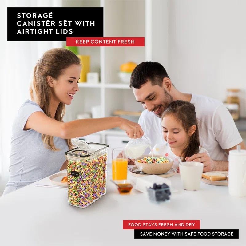 DWËLLZA KITCHEN Airtight Cereal Food Storage Containers For Flour & Sugar Including 1 Marker & 8 Labels (Set of 3)