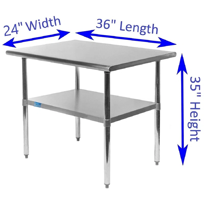 Amgood Stainless Steel Work Table with Undershelf. Metal Prep Table. NSF - Certified