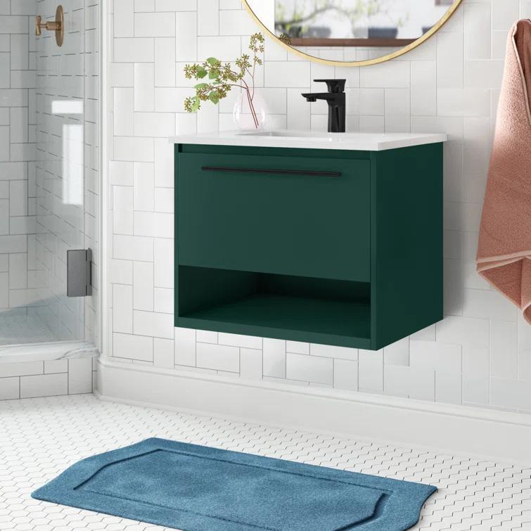 Wade Logan® Roman 24'' Single Bathroom Vanity with Engineered Marble Top