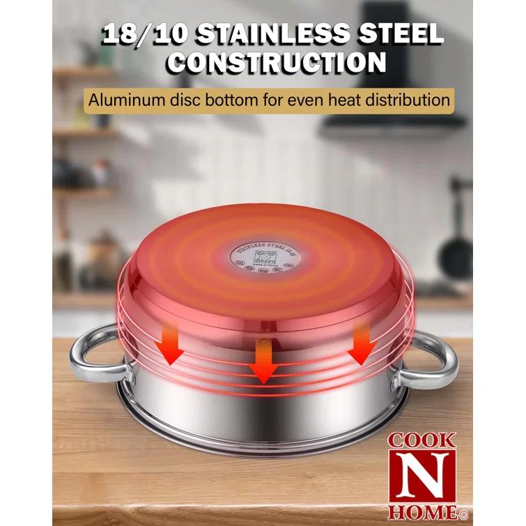 Cook N Home Cook N Home Kitchen Cookware Sets, 12-Piece Basic Stainless Steel Pots and Pans, Silver