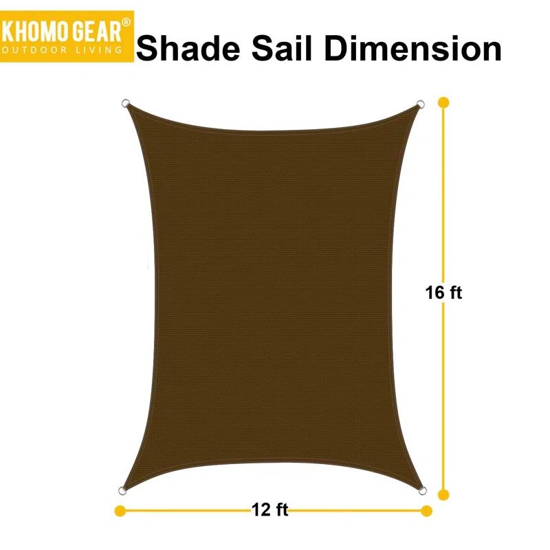 Khomo Gear Sun 8' x 12' Rectangular Shade Sail – UV Block, Outdoor Canopy for Patio & Garden