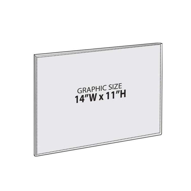 Azar Displays Clear Acrylic Magnet Back Sign Holder Frames 14" W x 11" H - Landscape / Horizontal, 2-Pack (Set of 2)