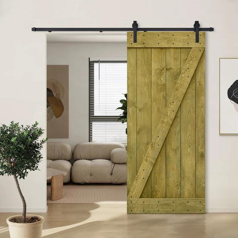 Calhome Solid Wood Paneled Painted with Installation Hardware Kit Barn Door