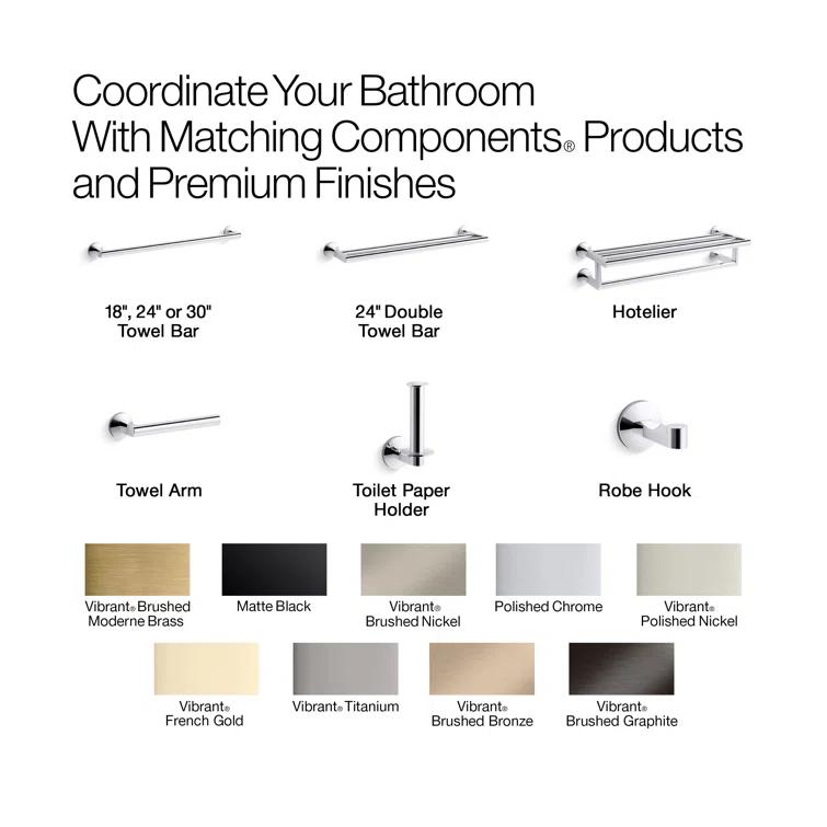 Vibrant Brushed Moderne Brass 18" Wall Mounted Towel Bar