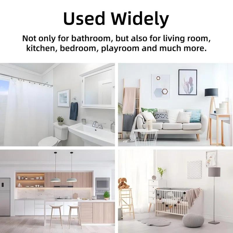 ROTSEN FURNITURE LLC. 12 Pieces Decorative Shower Curtain Hooks, Rust-Resistant Glass Finish Stainless Steel Rings