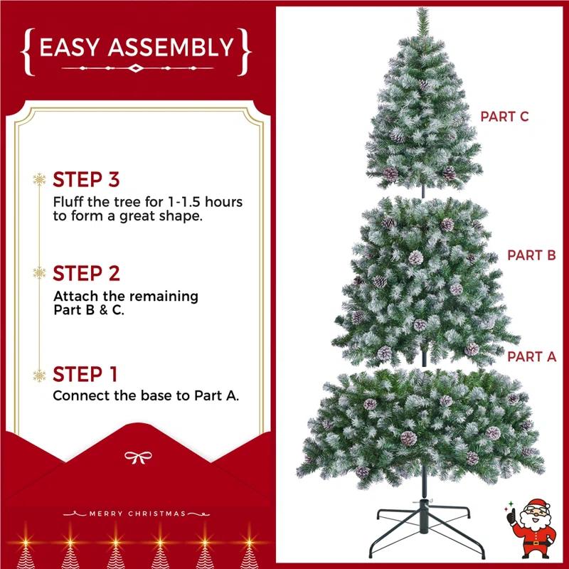 Pinecone-decorated Frosted Artificial Christmas Tree