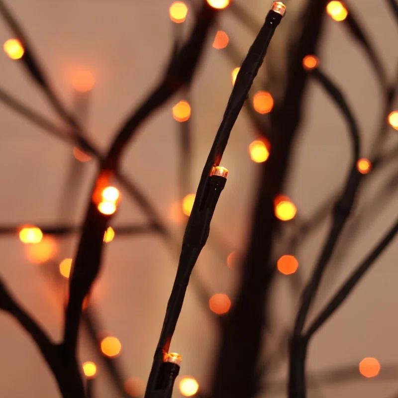 Haunted Hill Farm Haunted Hill Farm Set of 3 Halloween Trees with Bats and Orange LED Lights, 3-ft., 4-ft., and 5-ft.