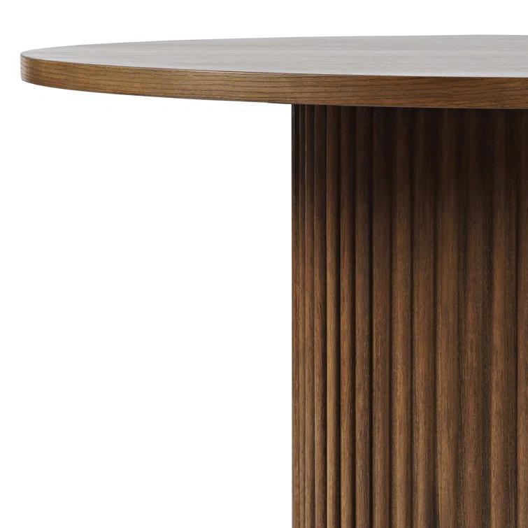 Ebern Designs Helina Round Mid-Century Modern Fluted Pedestal Base Dining Table
