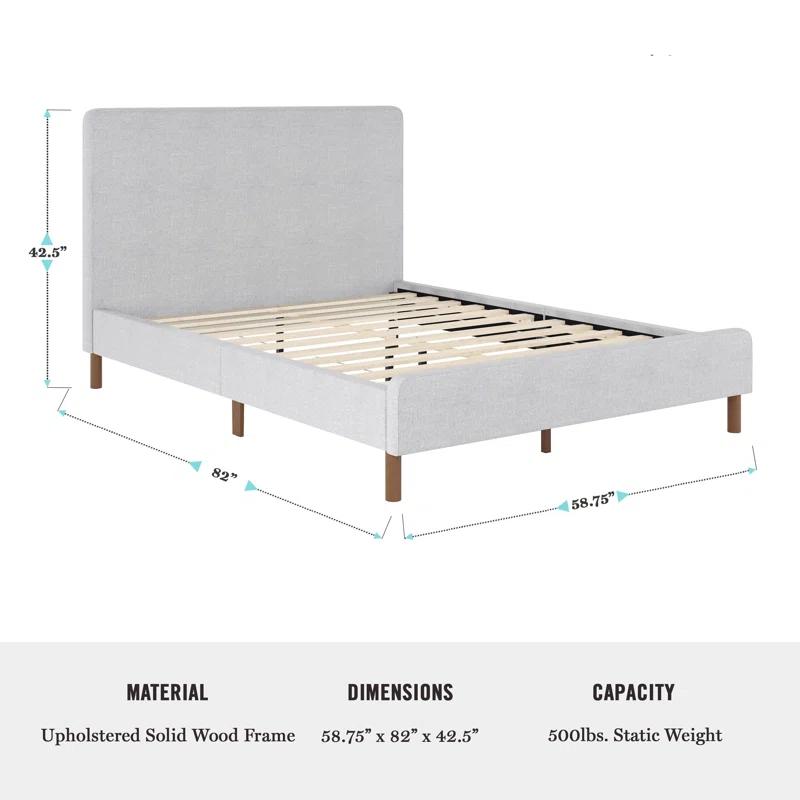 Martha Stewart Martha Stewart Britta Upholstered Platform Bed With Piped Detail Headboard