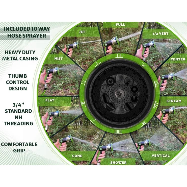 Morvat Morvat Recoil Garden Hose with ON/OFF Valve & 10-Way Spray Nozzle
