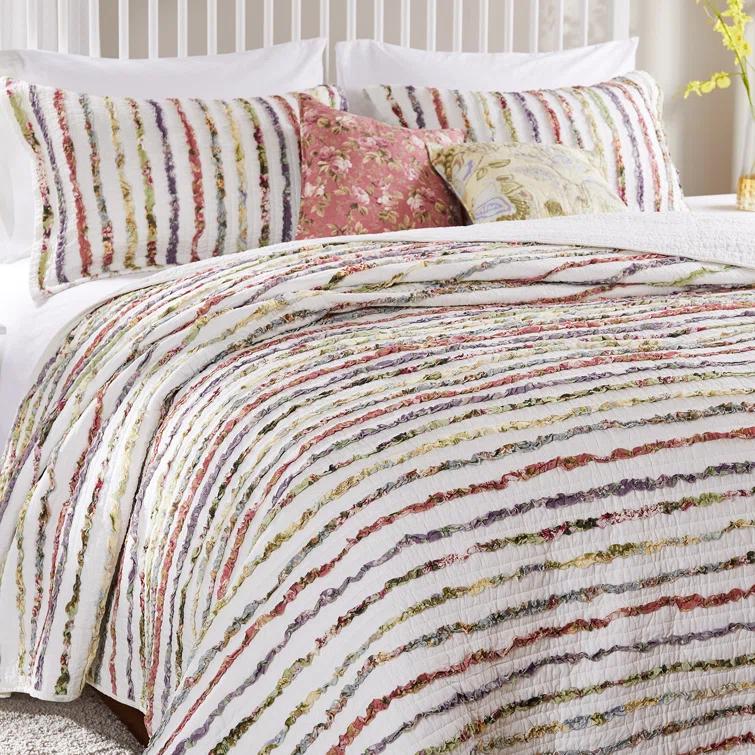 Greenland Home Fashions Bella Ruffle Cotton Modern Farmhouse Quilt Set & Reviews | Wayfair
