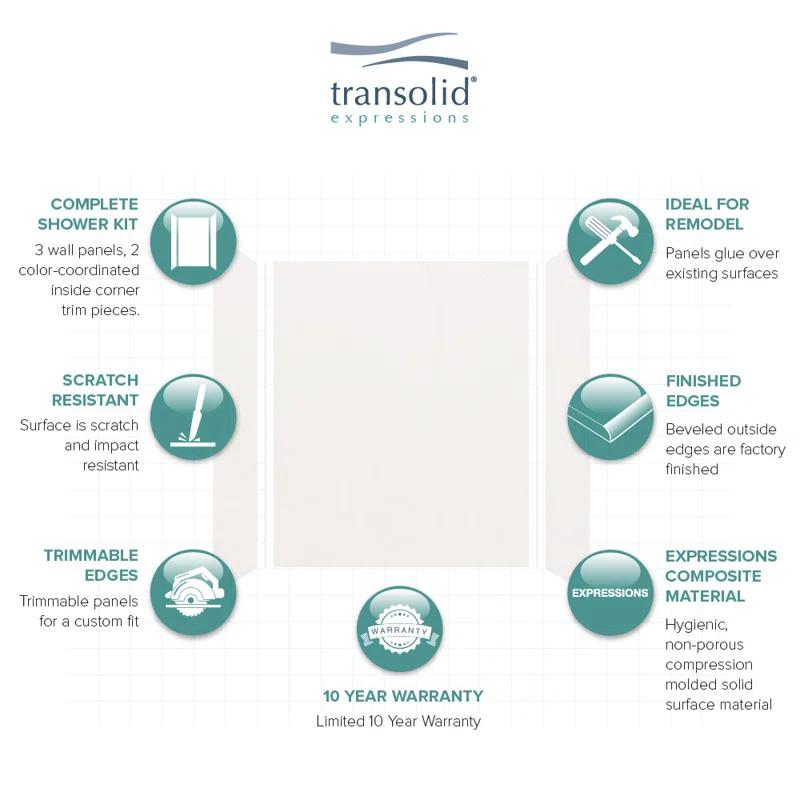 Transolid Expressions 60'' W 36'' D 72'' H Glue Up Solid Surface Wall