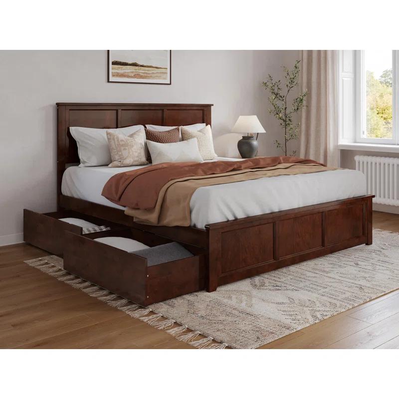 Madison Solid Wood Platform Bed with Matching Footboard & Storage Drawers