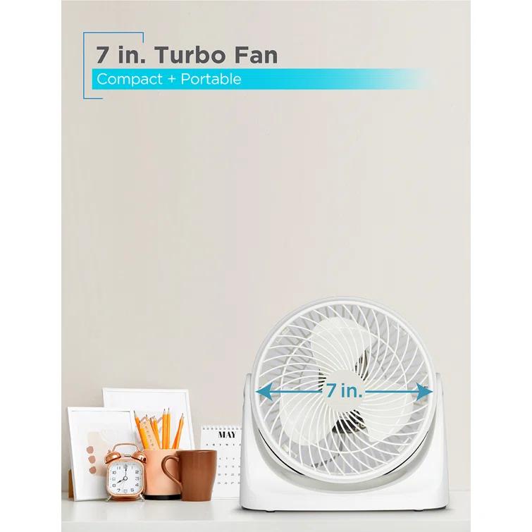 BLACK+DECKER BLACK+DECKER Turbo Desk Fan – Electric Portable 7 Inch Table Fan with Adjustable Tilt, White